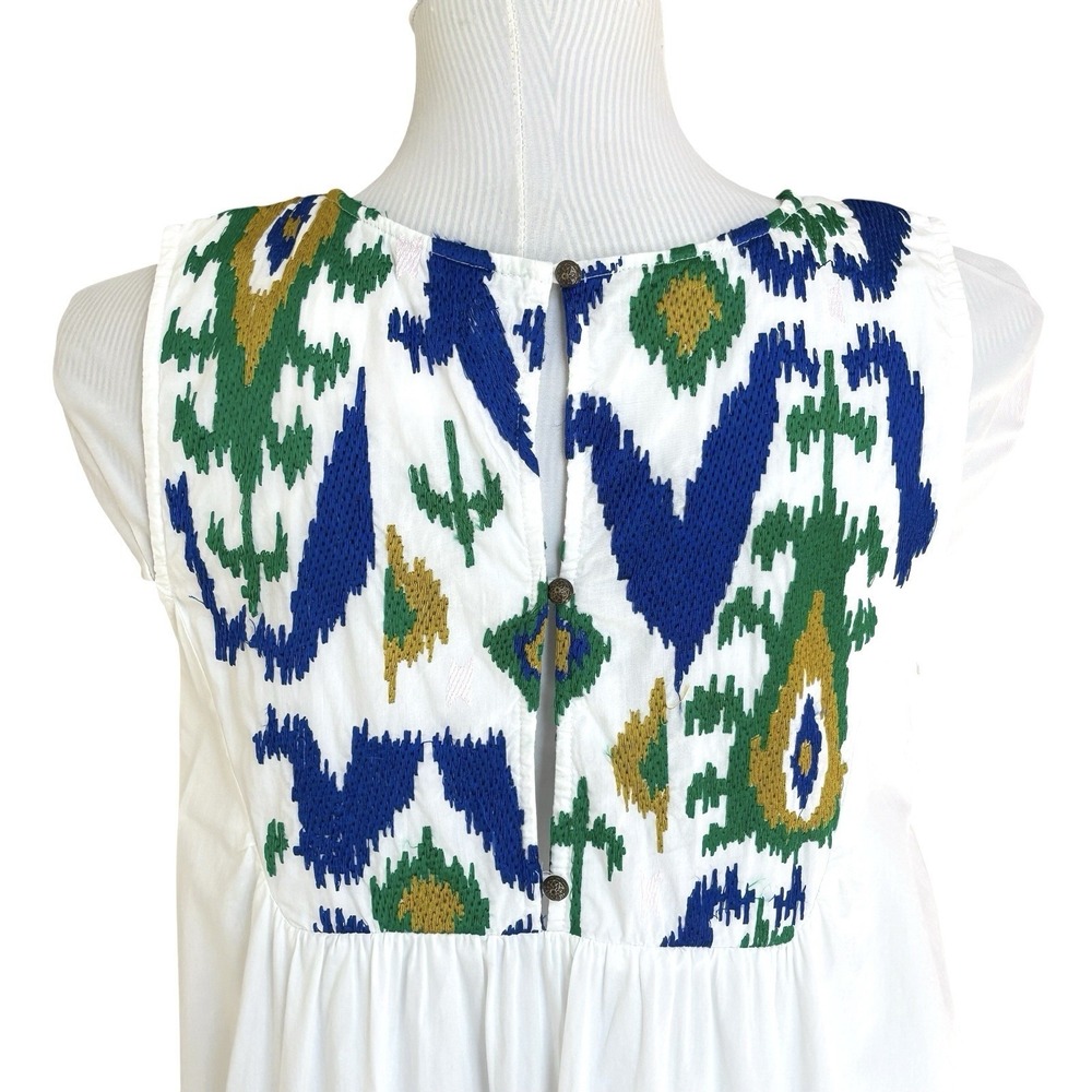 Anthropologie Vivienne Tunic White‎ Lined Dress Embroidered Detail Mini Medium - Picture 11 of 16